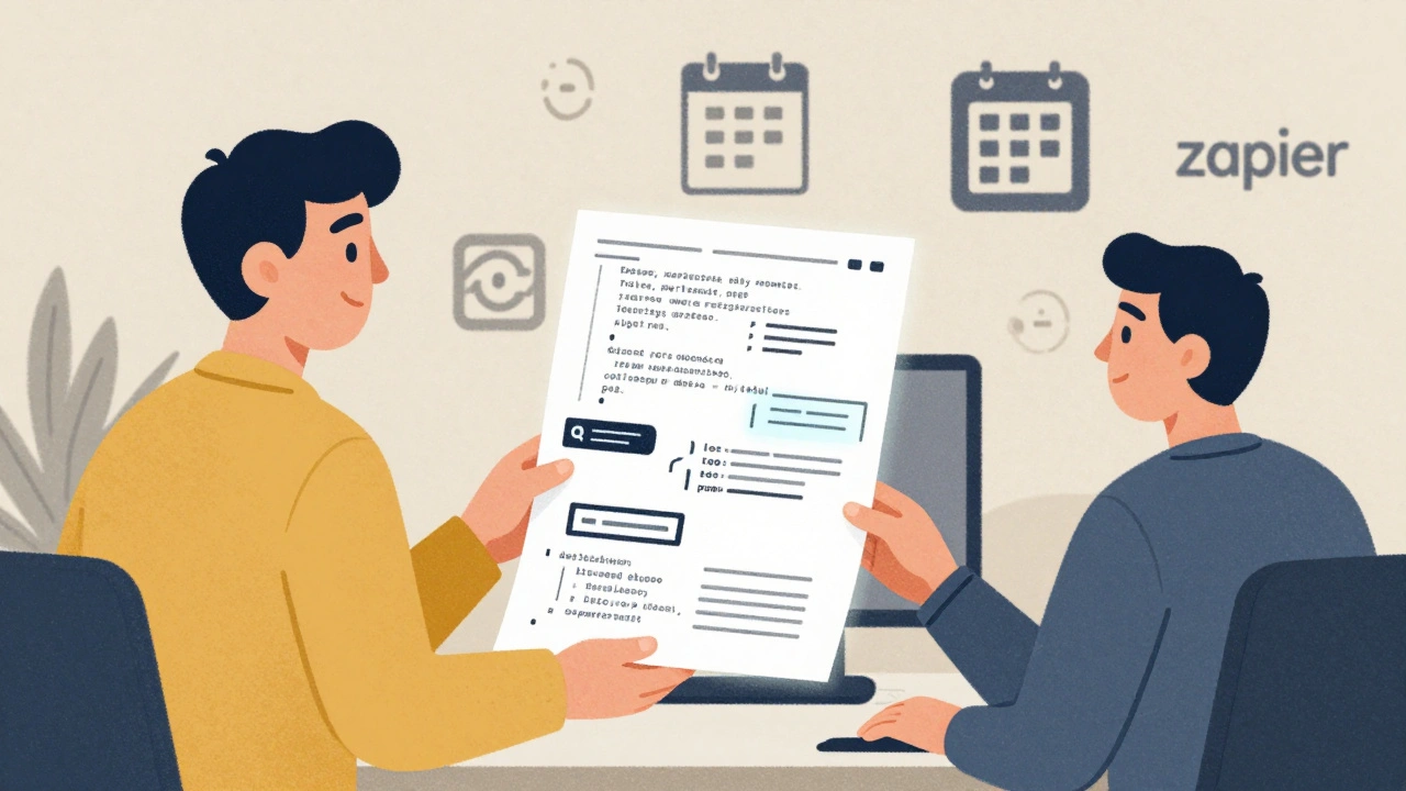 Founder hands a glowing prototype sketch to a developer, transforming into professional code in a stylized office.