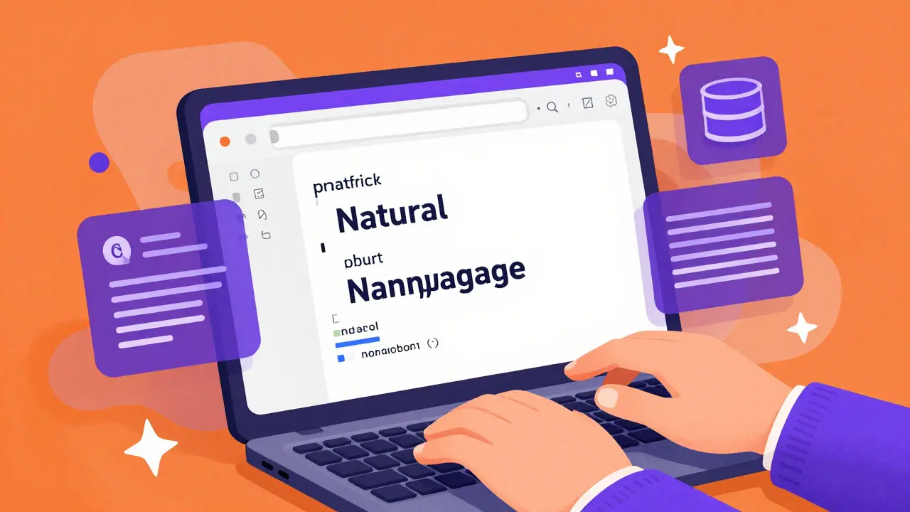 Hand typing command as AI generates code and UI elements.