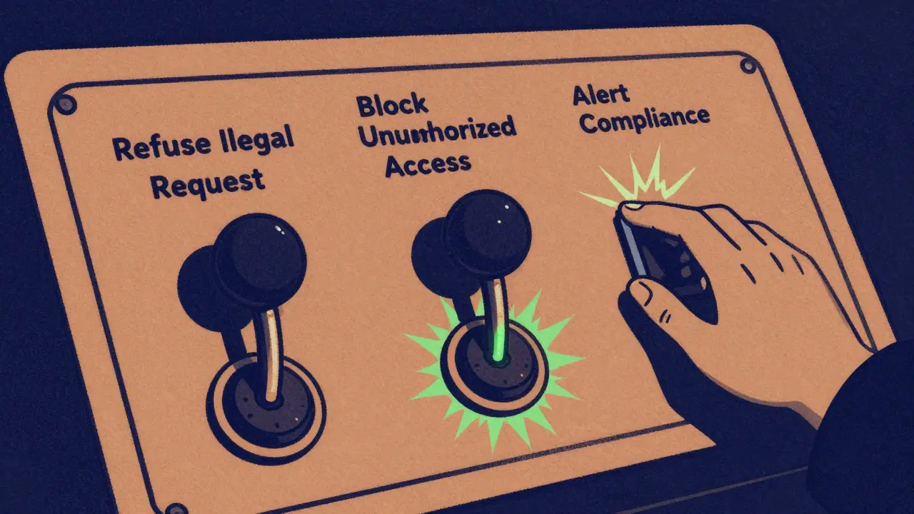 A control panel with safety levers activated, stopping an override attempt.