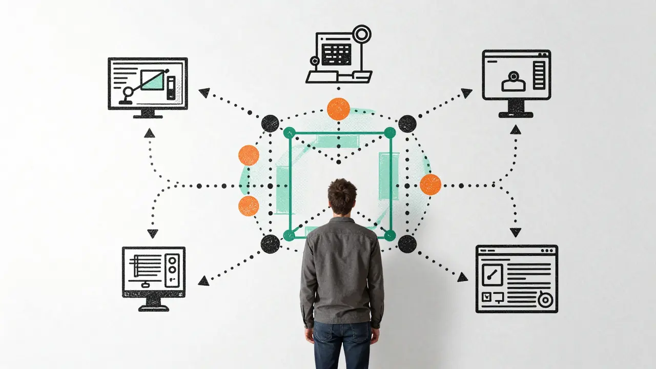 Security architect reviewing abstract threat model diagram