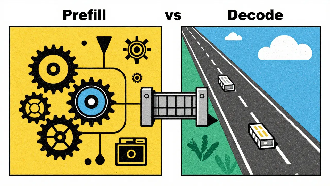 Abstract diagram of prefill and decode phases with batching bottleneck