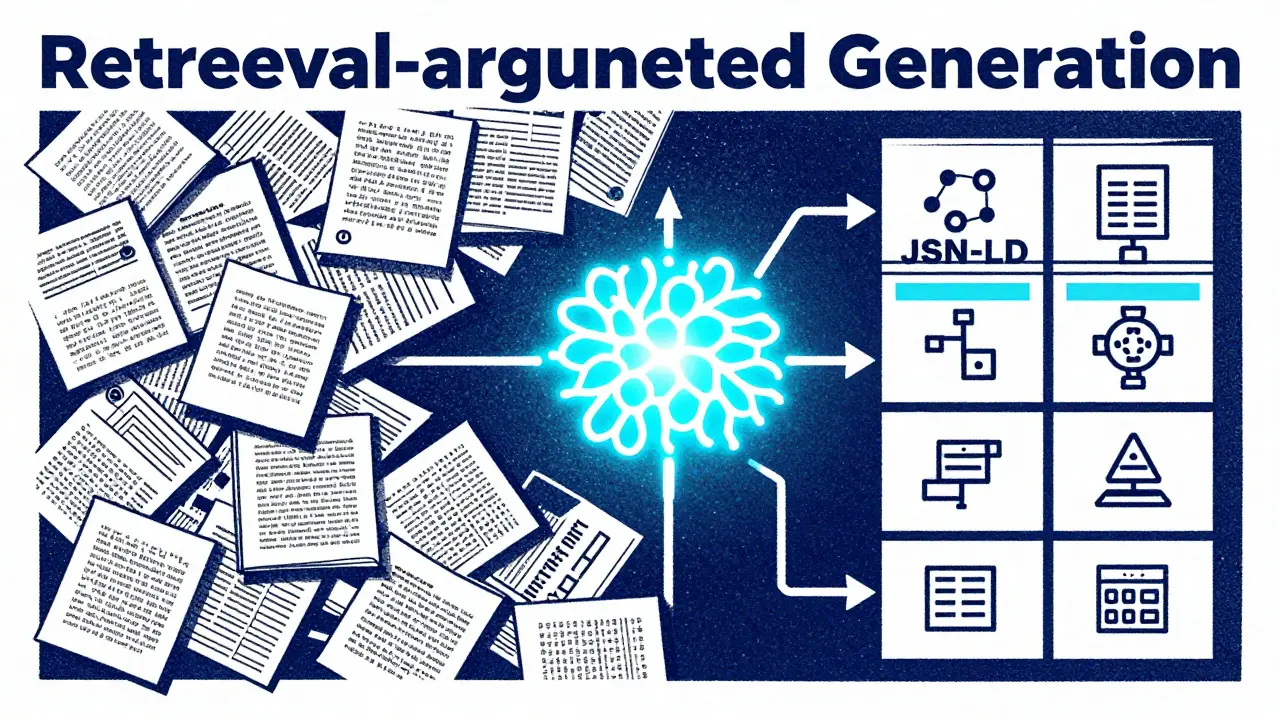 Conceptual art of RAG pipeline filtering structured data sources