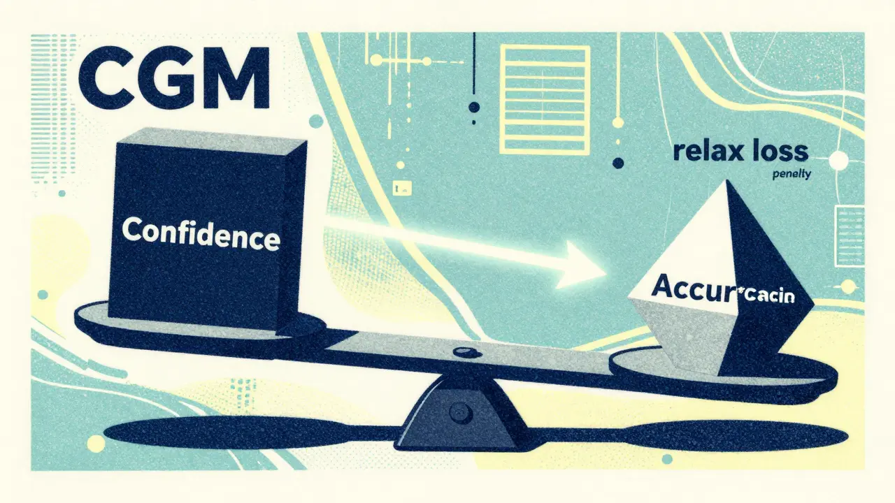 Conceptual Risograph art showing a balance scale aligning AI confidence with accuracy.