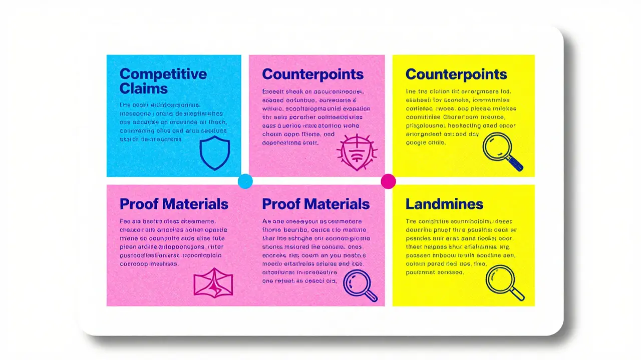 Modular, color-coded graphic showing structured components of an AI-ready battlecard.
