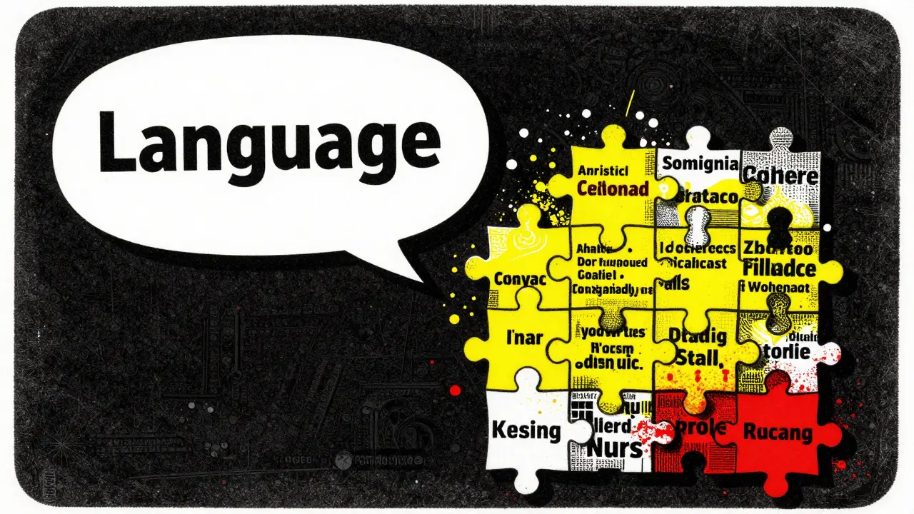 Visual metaphor showing language bias in AI token processing