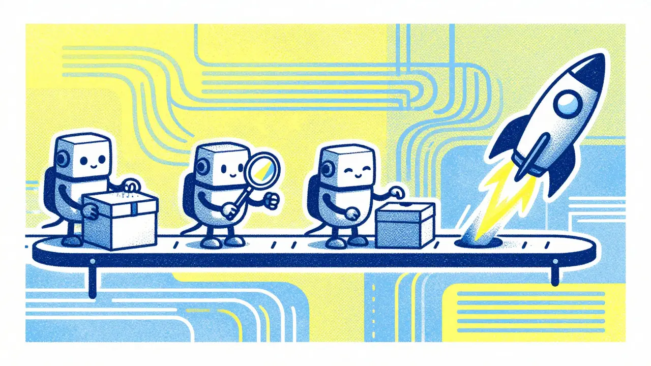 AI robot agents automating build, test, and deploy pipeline steps