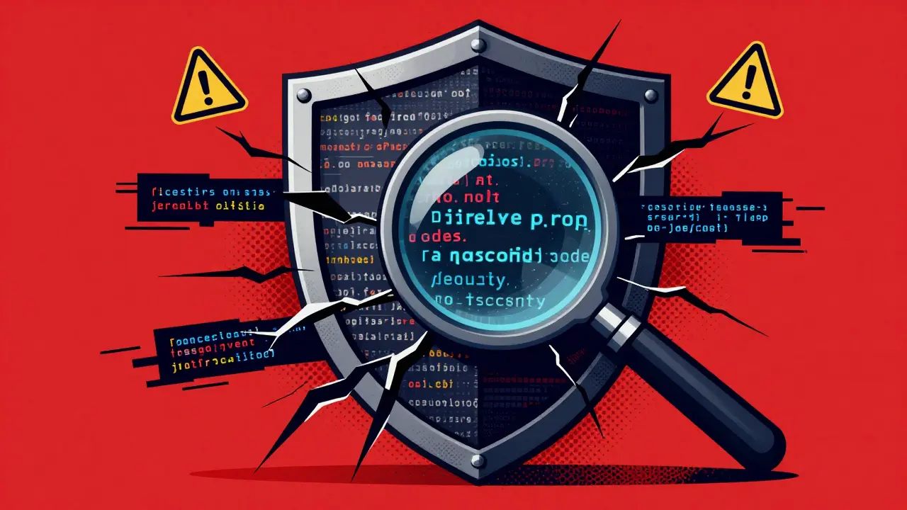 Cracking security shield with glitchy code bugs in Risograph art