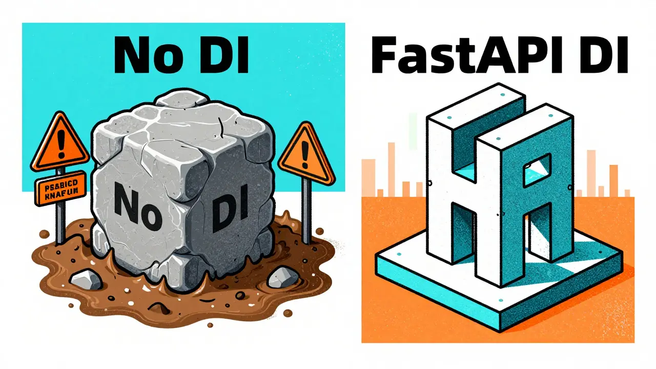 Modular FastAPI architecture compared to monolithic code in Risograph