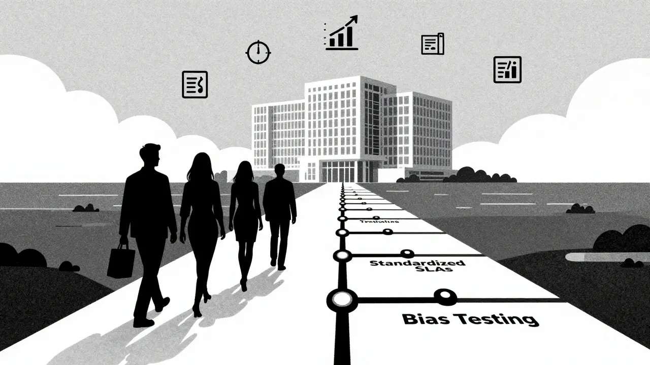 Roadmap illustration depicting the future growth of AI in government services.