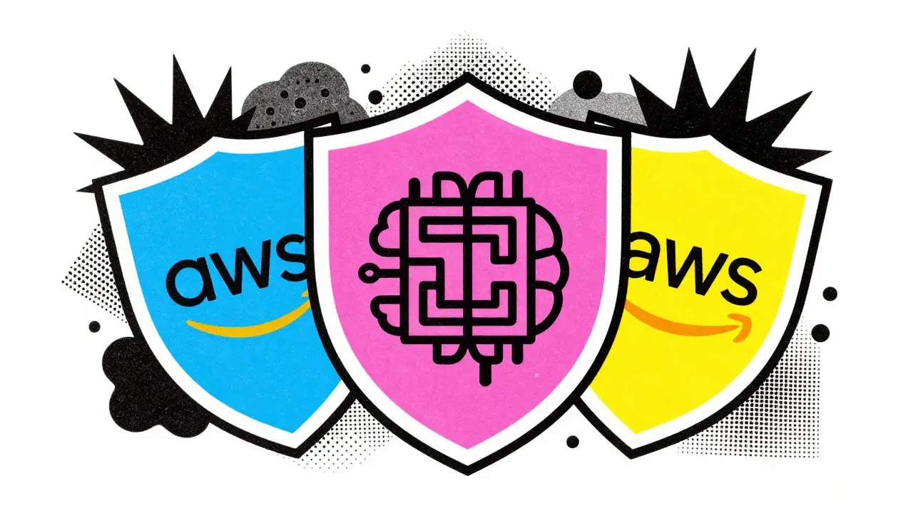 Colorful shields protecting AI chip from data attacks
