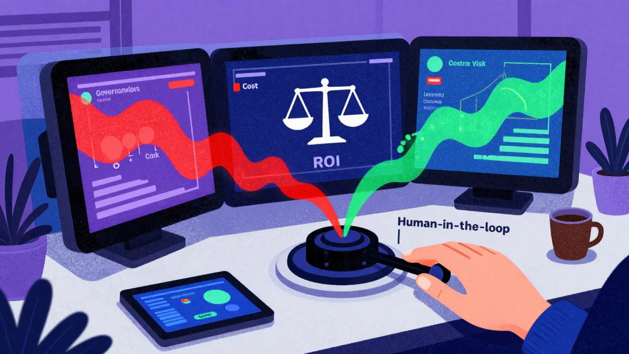 Control room dashboard balancing costs and automation with human oversight