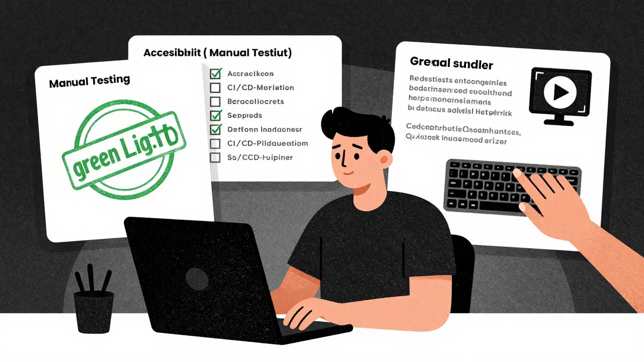 Developer balancing automated tests with manual accessibility checks