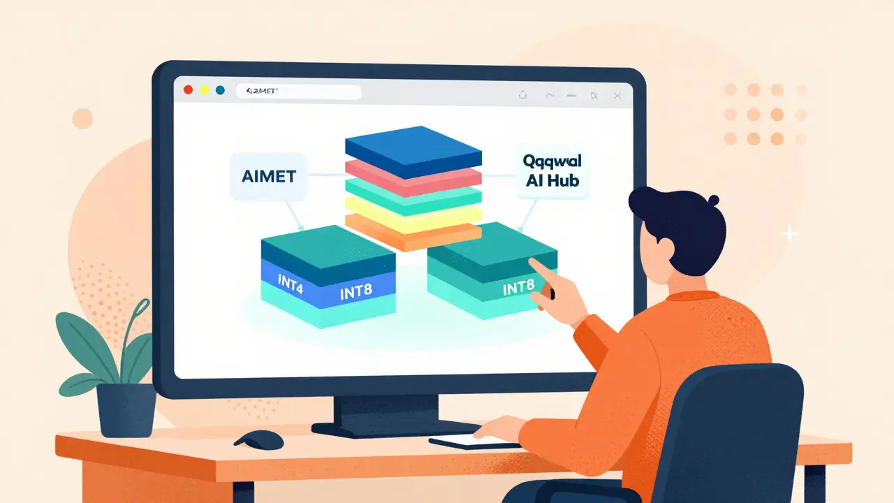 Developer using abstract tools to deploy compressed AI models on devices.