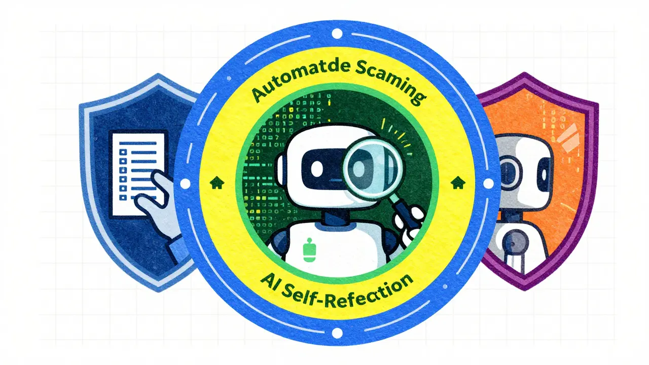 Layered security defense: automated scan, AI review, and human check