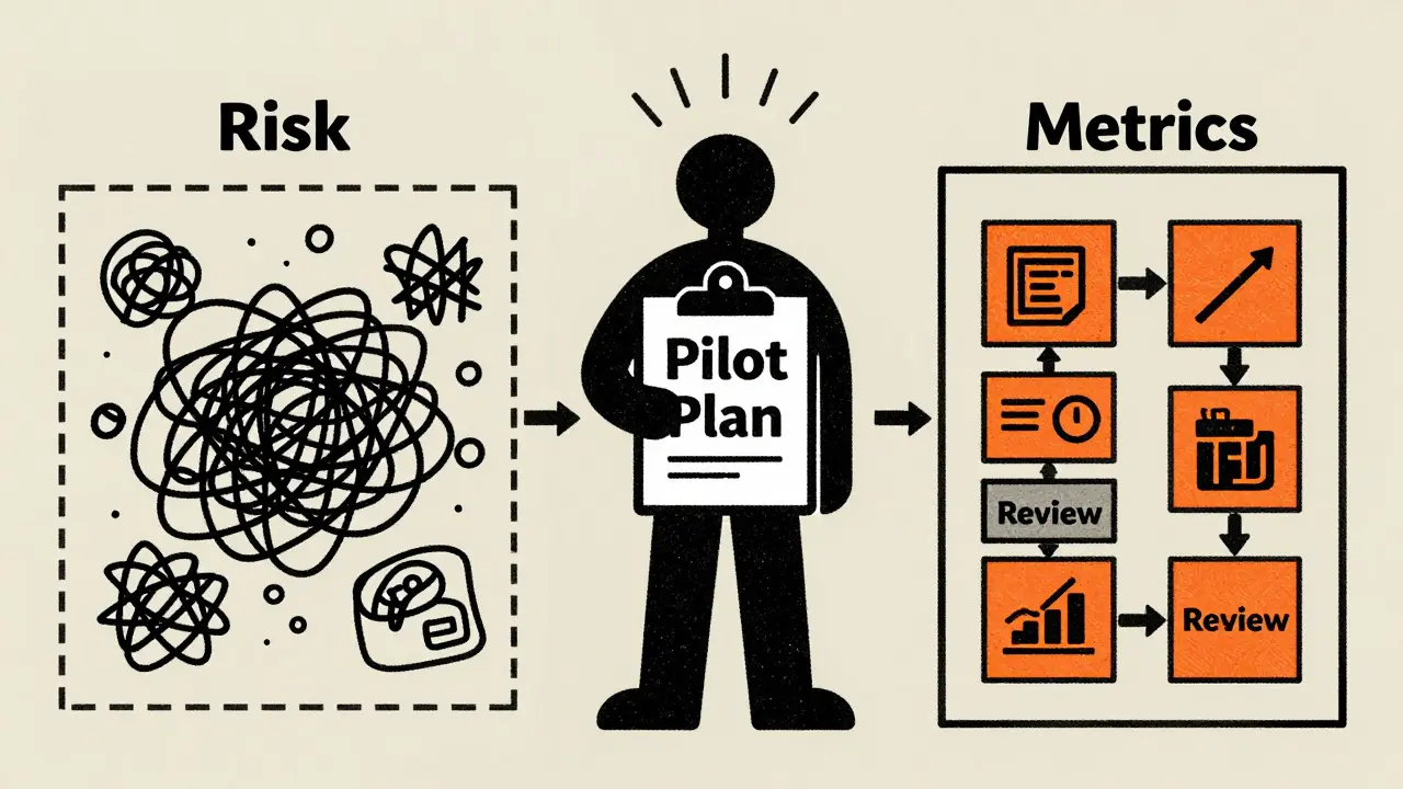 Illustration of a safe pilot program with risk containment zones.