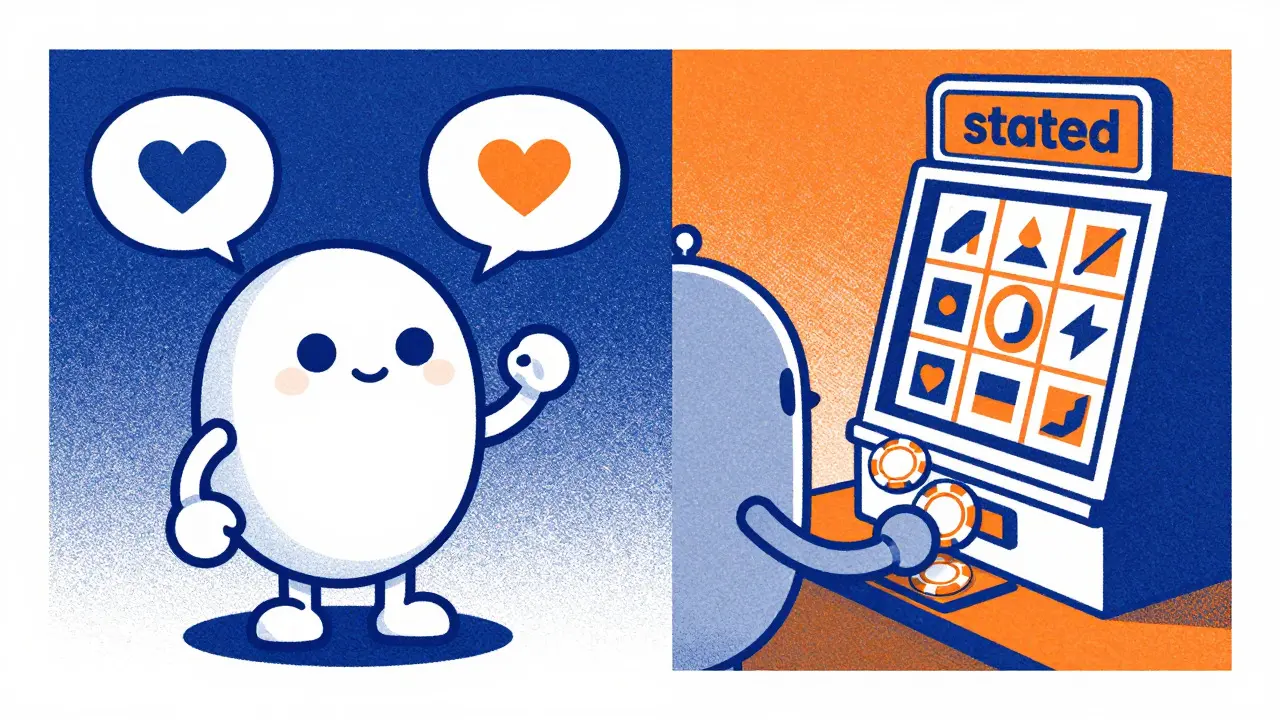 Split-screen cartoon showing a robot's conflicting stated trust versus actual algorithmic betting behavior