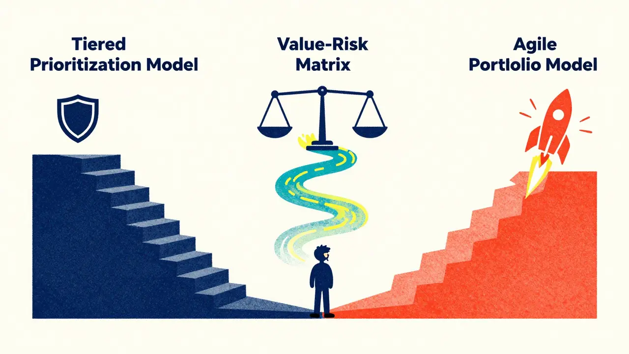 Three distinct strategic paths branching out from a central decision point