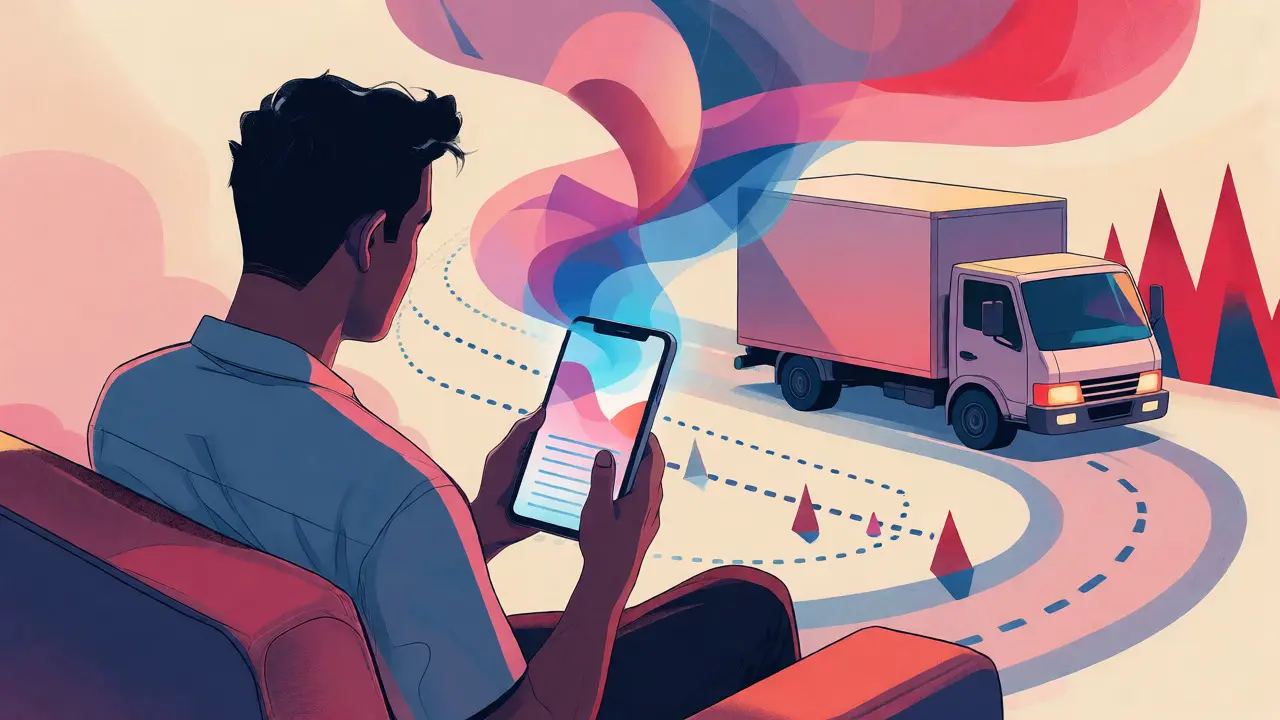 Customer receiving personalized delivery updates via smartphone