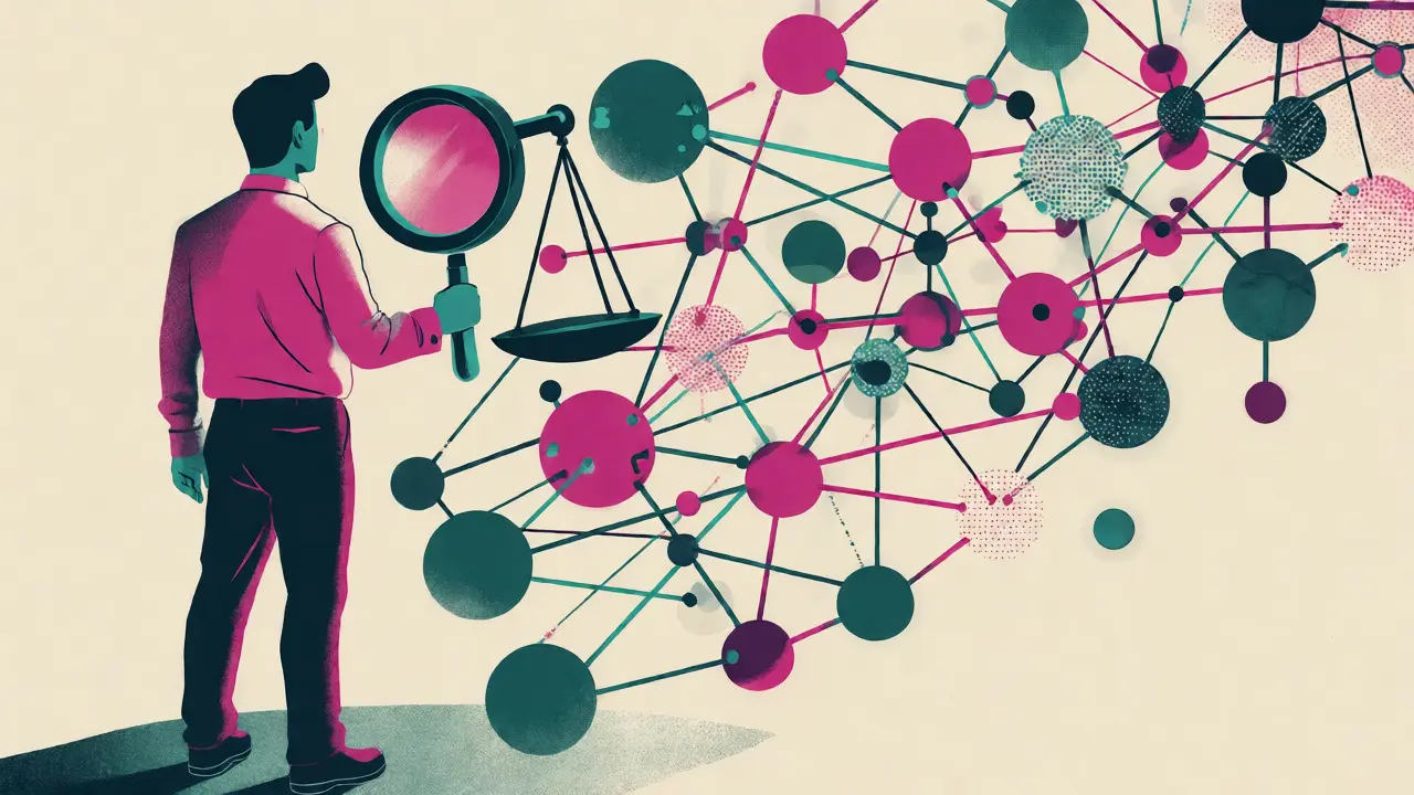 Human steward auditing synthetic data supply chain in risograph style