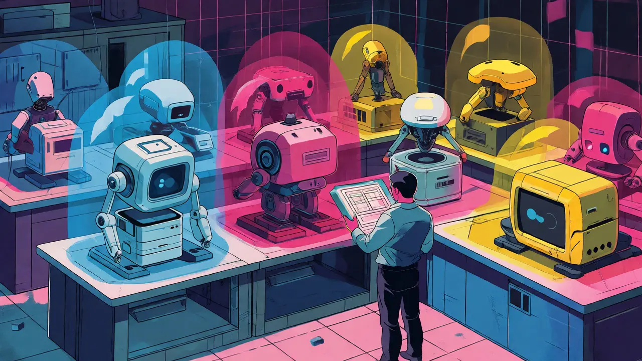 Multiple isolated robotic agents working on modular components of a system