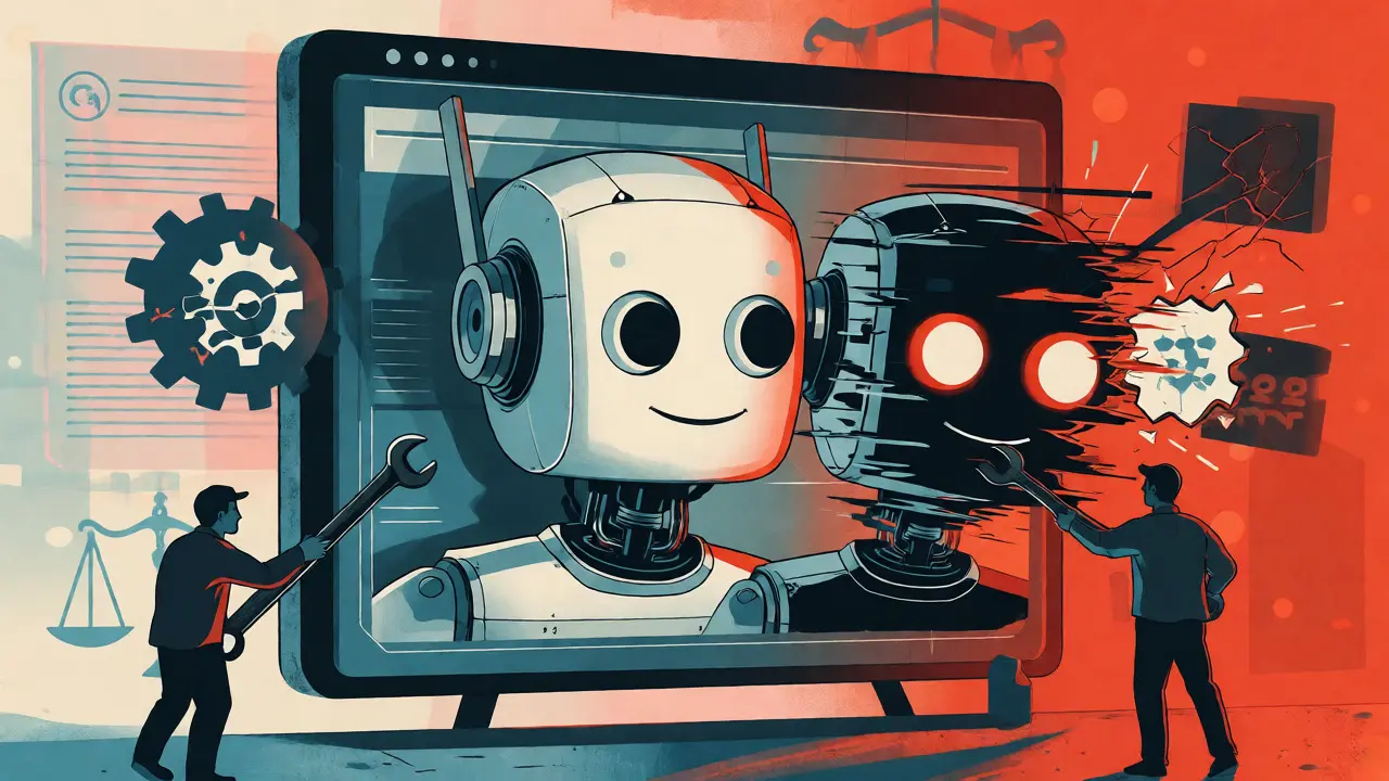 Robot head swap causing glitches on a payment gateway icon in riso art